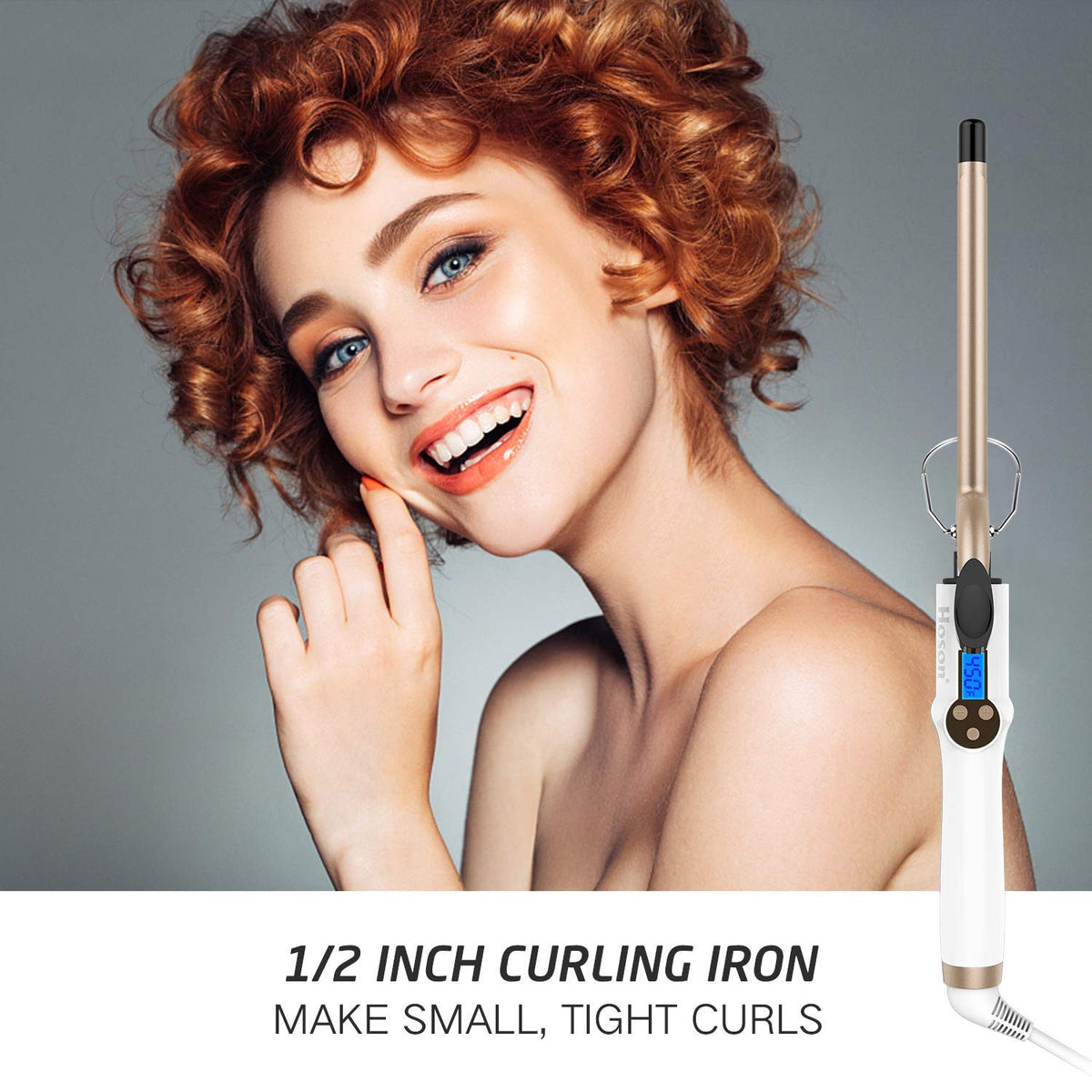 Hoson Curling Iron side view showcasing the insulated wand tip