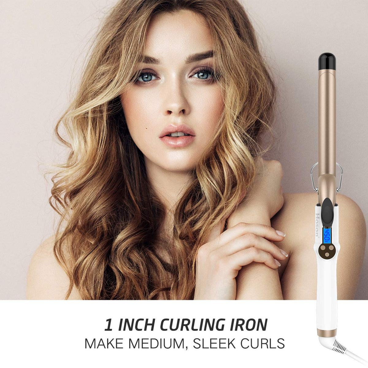 Hoson Curling Iron side view showcasing the long barrel