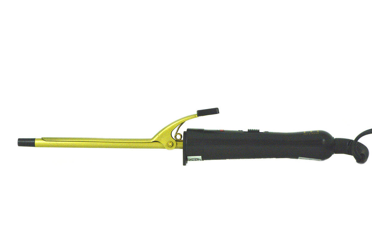 HOT Gold Ceramic Curling Iron 1/4 inch barrel front view