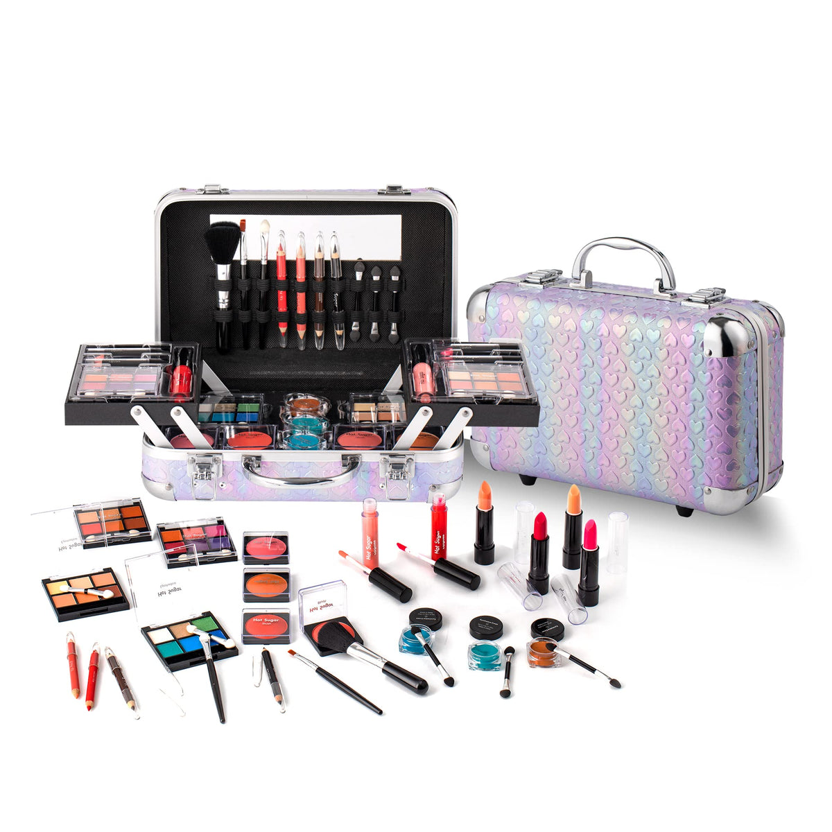 Hot Sugar All In One Makeup Set purple heart design front view