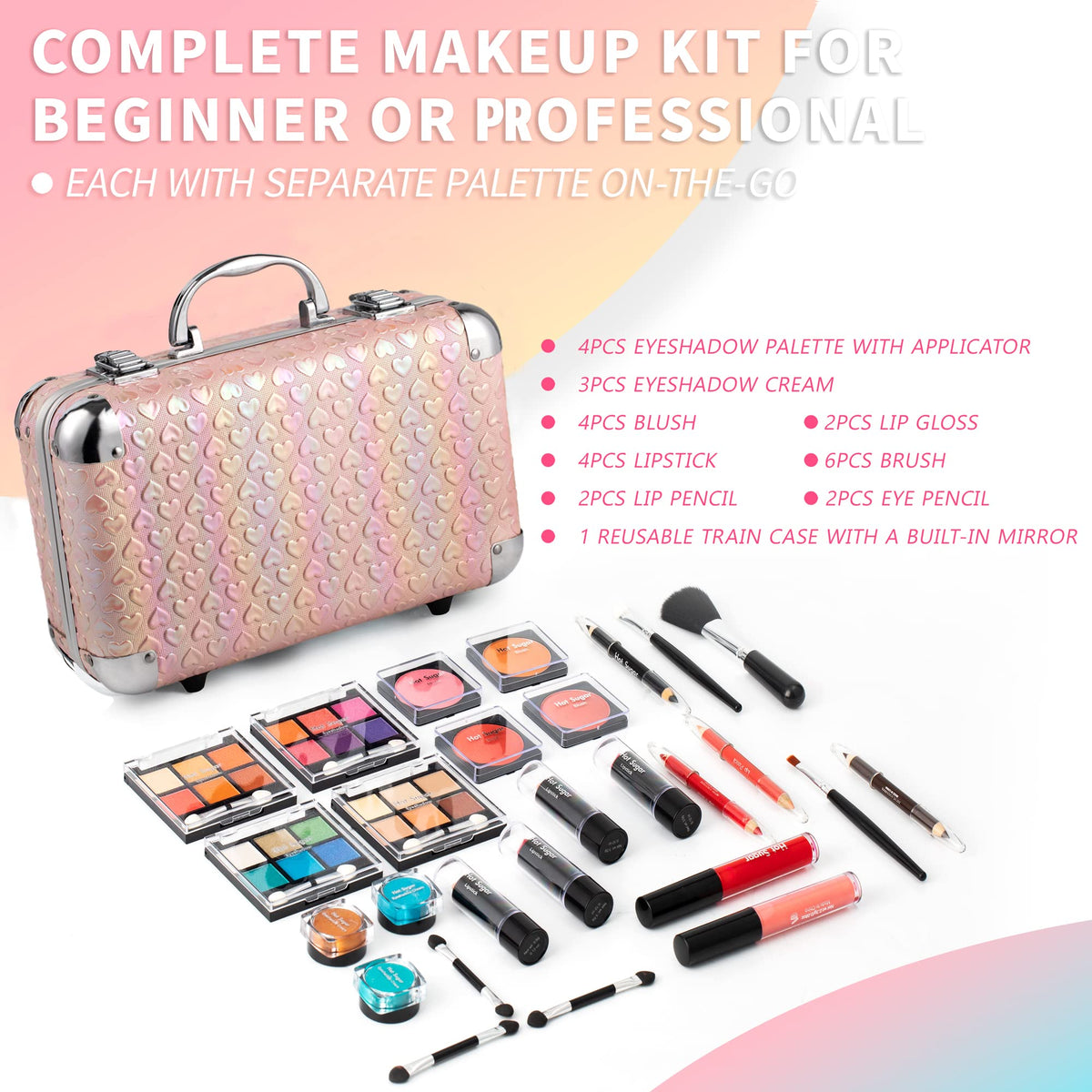 Hot Sugar All In One Makeup Set with applicators and brushes