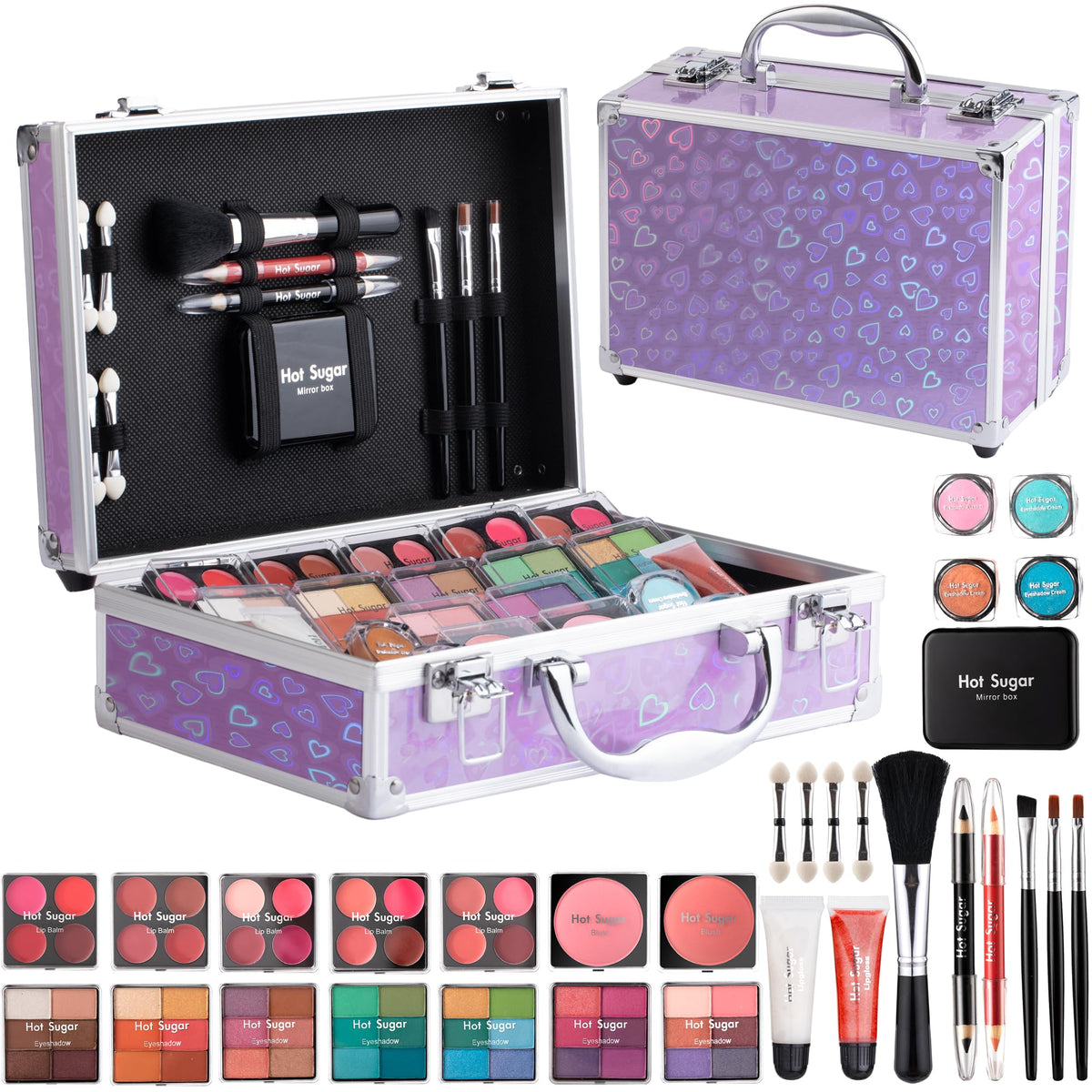 Hot Sugar Makeup Kit for Teenager Girls in Purple Love front view