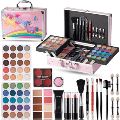 Hot Sugar Makeup Kit with Train Case front view, pink design