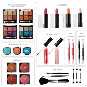 Hot Sugar makeup set with colourful mini palettes displayed