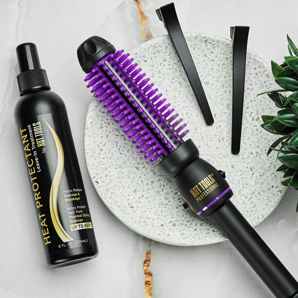 HOT TOOLS Pro Artist Heated Brush in use on styled hair
