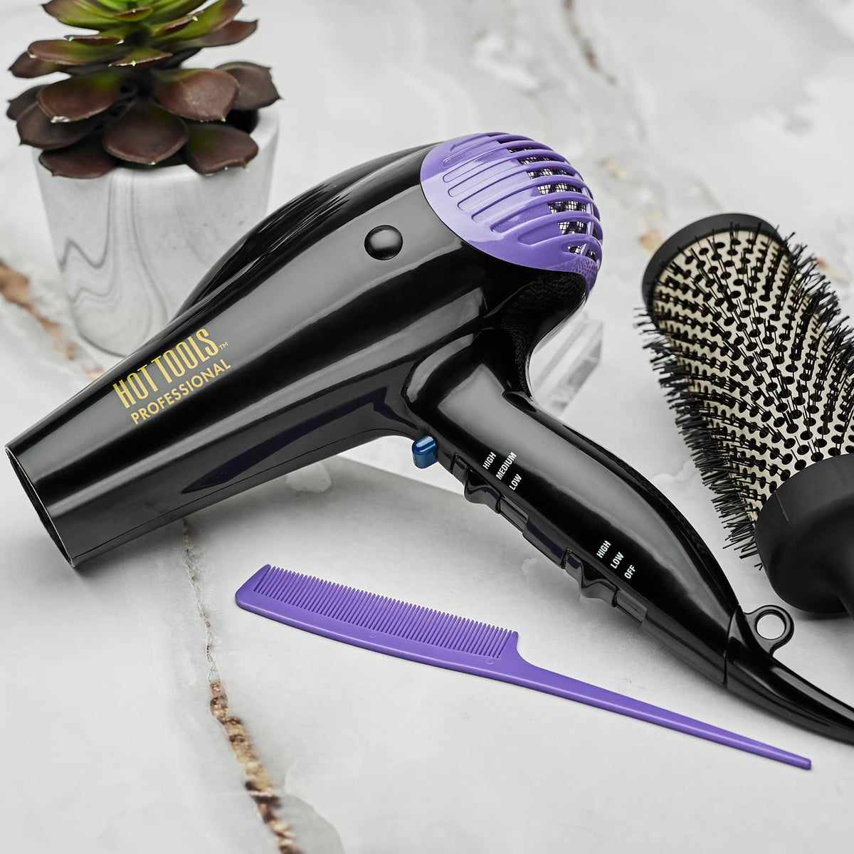 HOT TOOLS Professional Ionic Hair Dryer black in lifestyle setting
