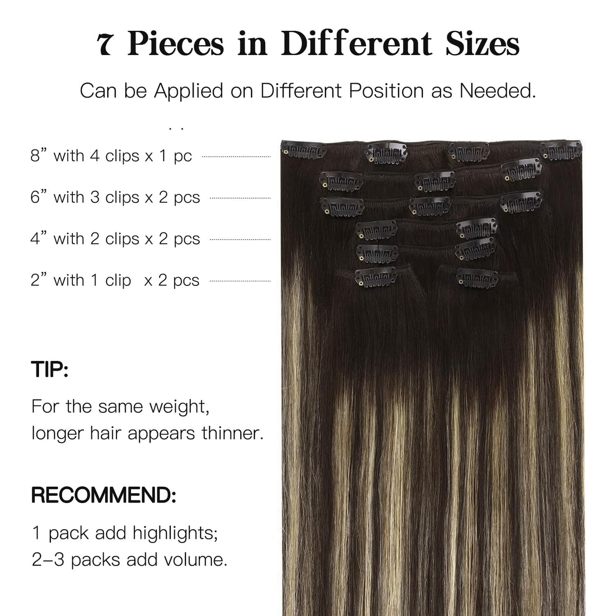 hotbanana 22 Inch Clip in Hair Extensions Balayage Ombre styled on mannequin