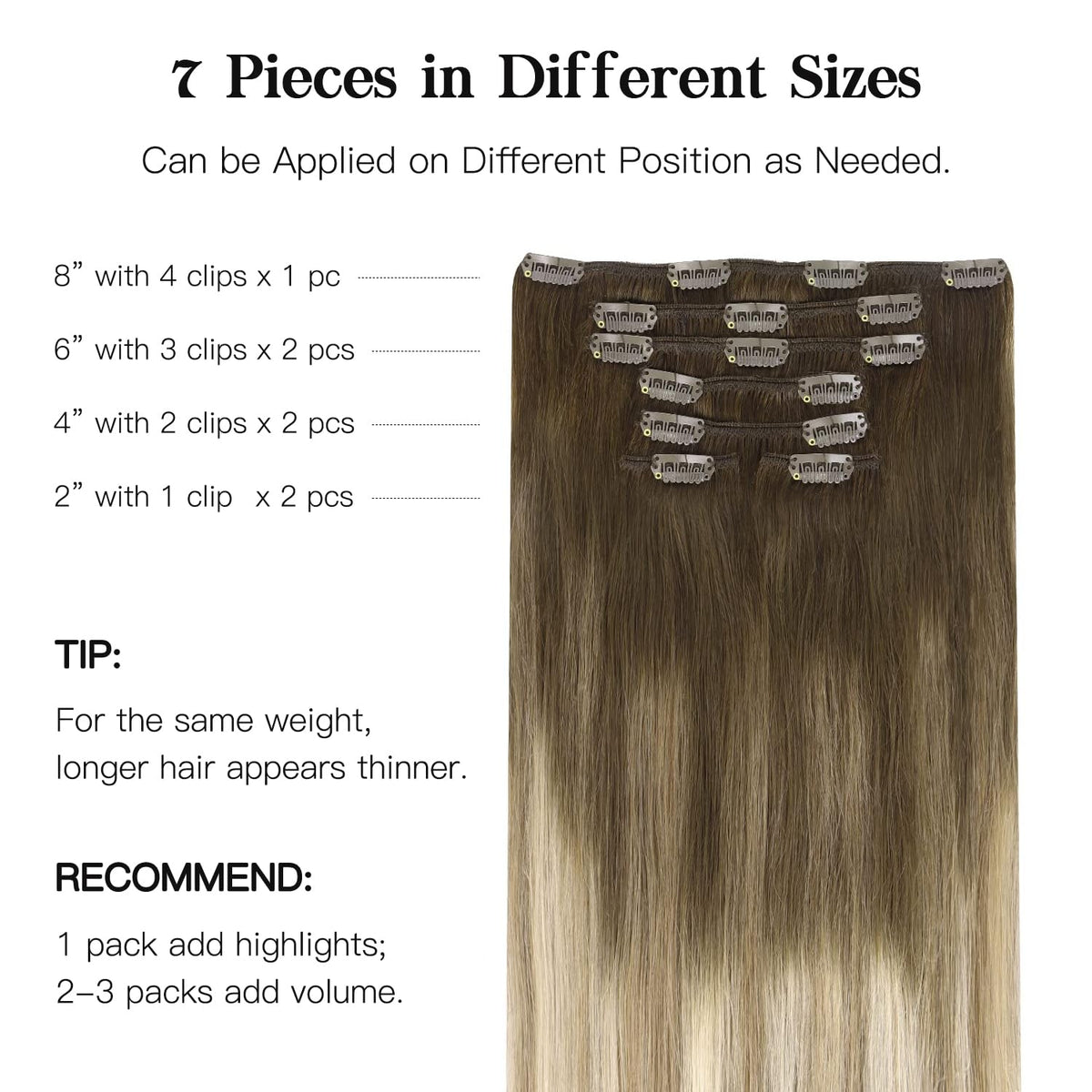 hotbanana Clip in Extensions showing multiple colour options