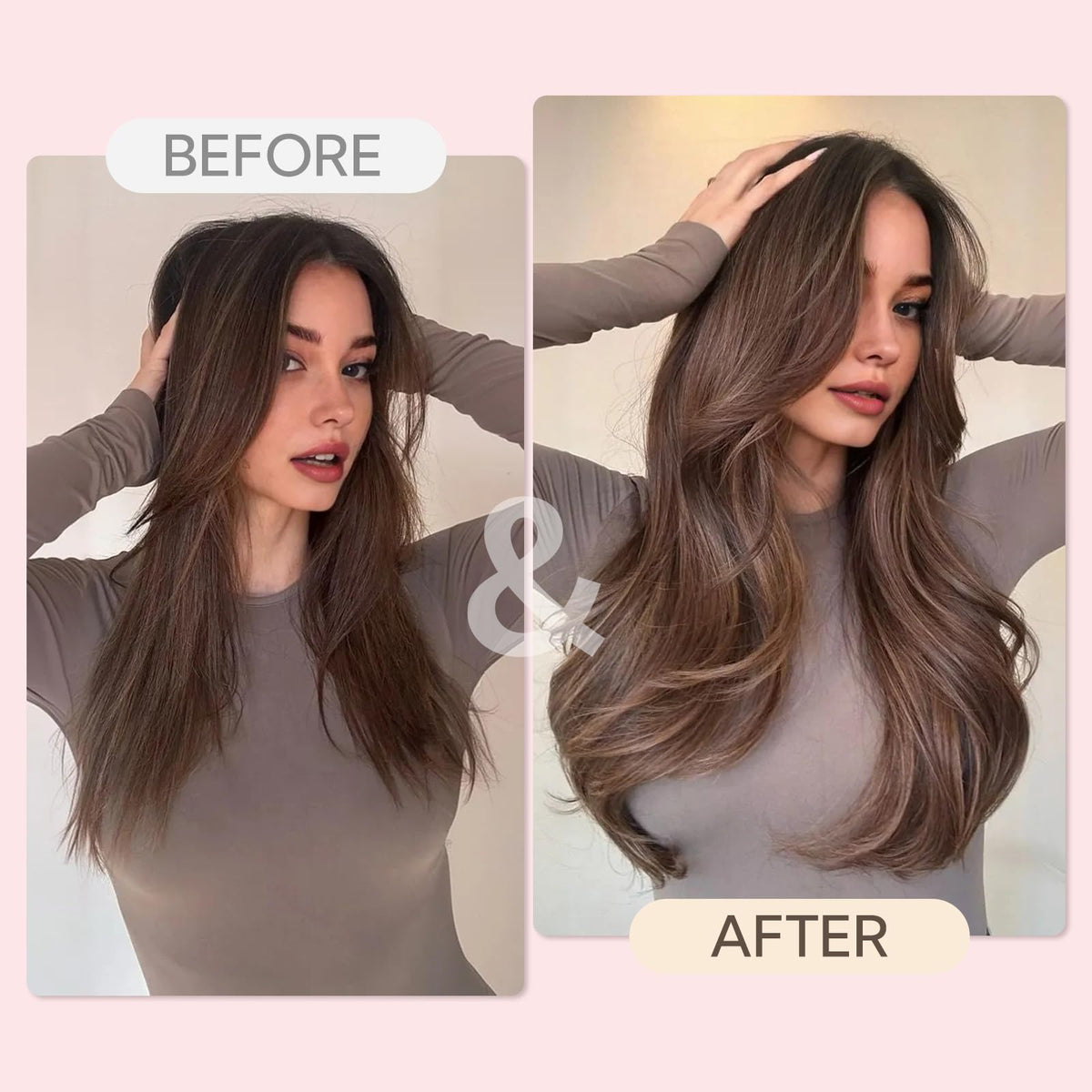hotbanana Clip in Hair Extensions 20 Inch Dark Brown back view