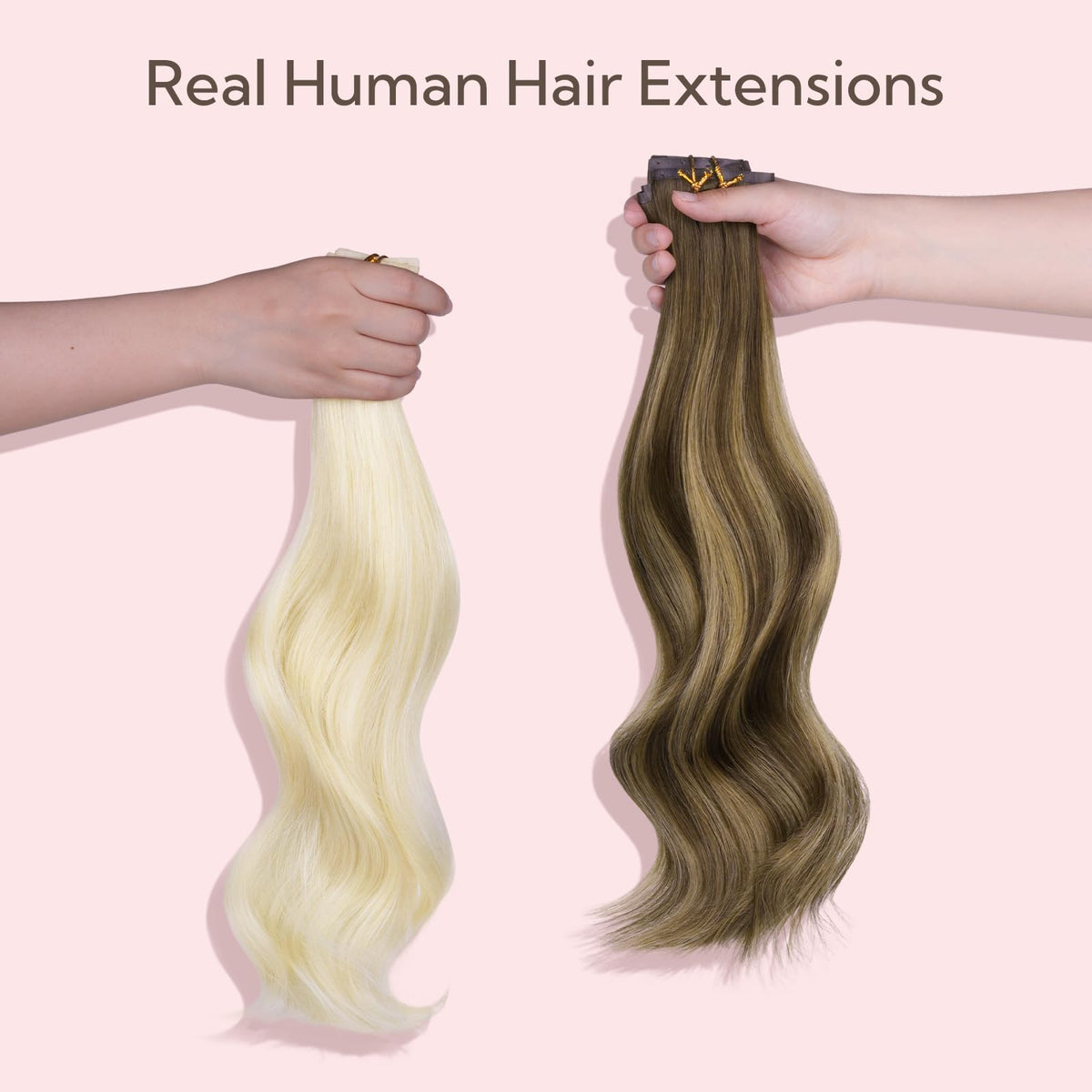 hotbanana Clip in Hair Extensions 20 Inch Dark Brown texture close-up