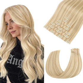 hotbanana Clip in Hair Extensions 20 Inch Dirty Blonde front view
