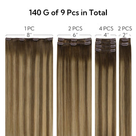 hotbanana Clip in Hair Extensions 9 pieces display