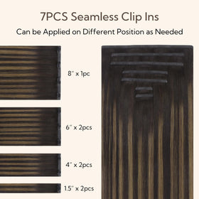 hotbanana clip in hair extensions packaging with 7 pieces