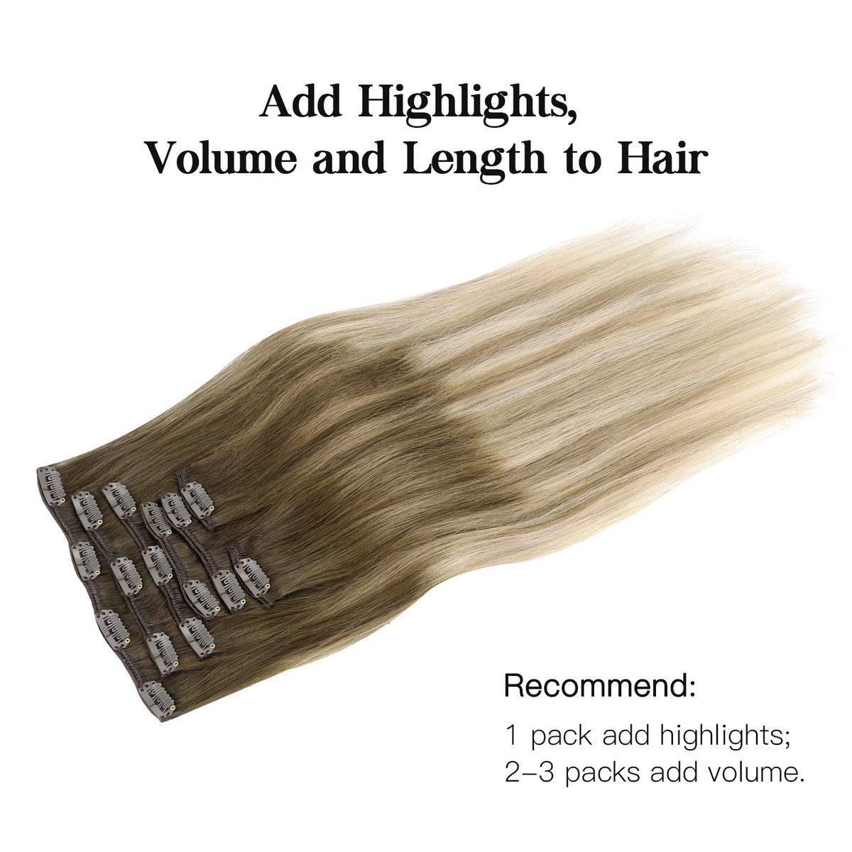 hotbanana Clip in Hair Extensions showing length and colour