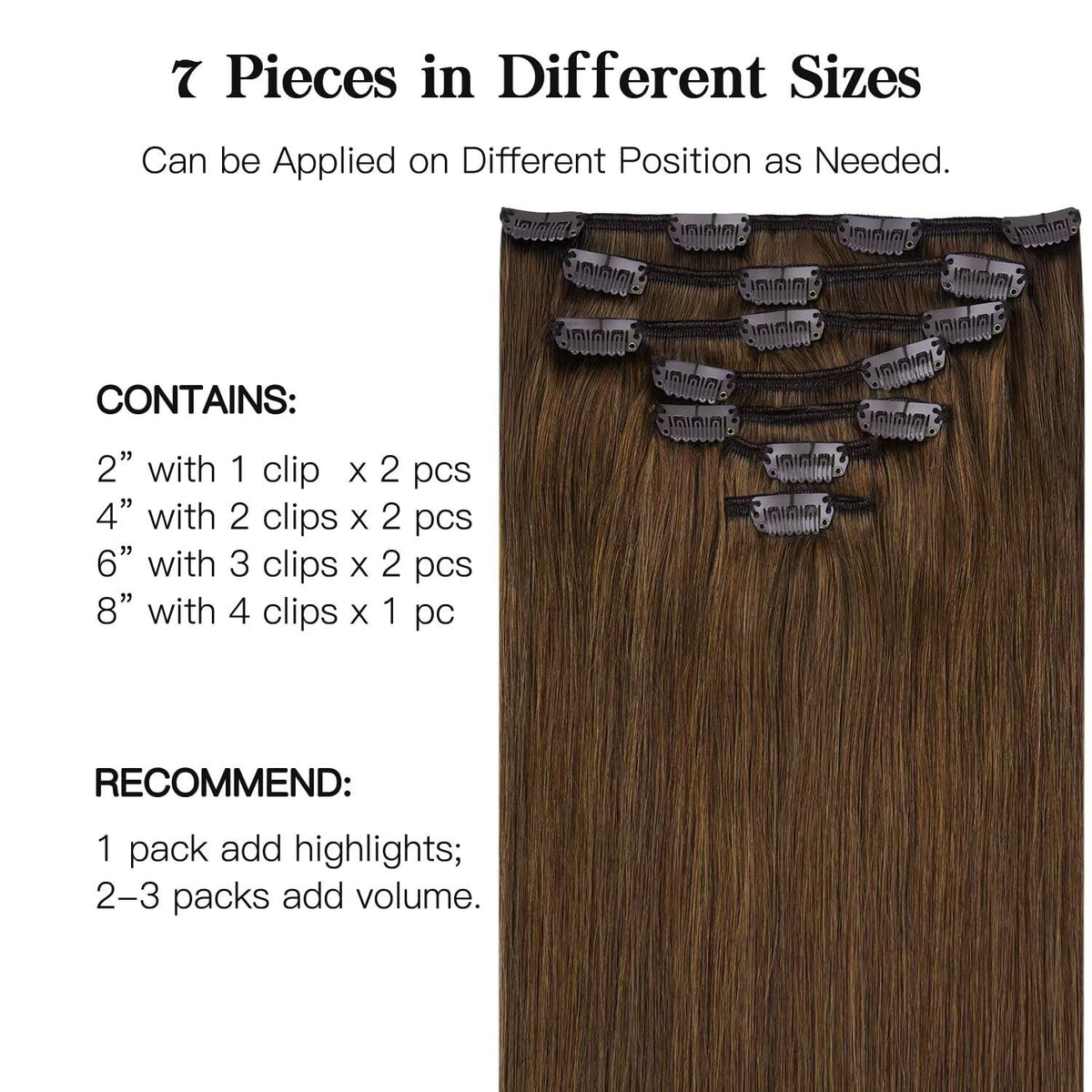 hotbanana Human Hair Clip in Extensions 18 Inch close-up of clips