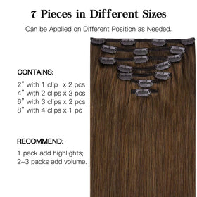 hotbanana Human Hair Clip in Extensions 18 Inch close-up of clips