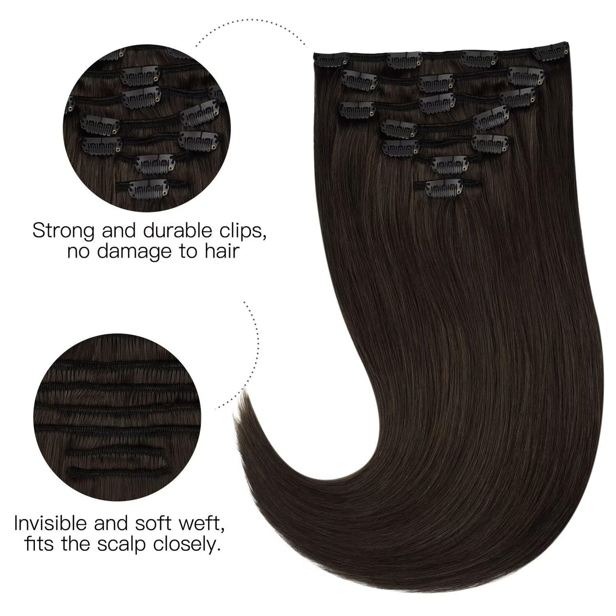 hotbanana Human Hair Clip in Extensions 18 Inch Light Auburn Brown packaging
