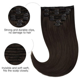 hotbanana Human Hair Clip in Extensions 18 Inch Light Auburn Brown packaging