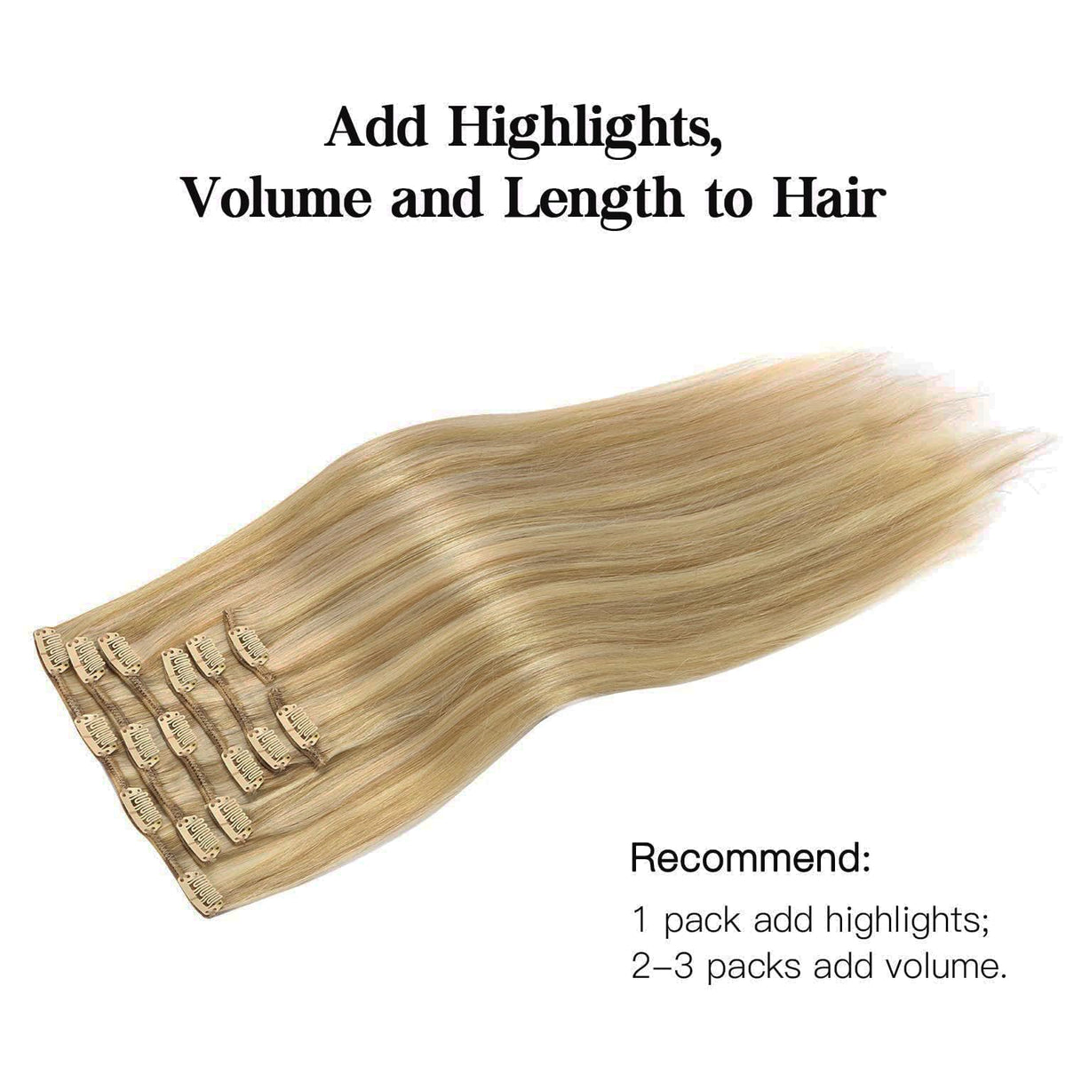 hotbanana Human Hair Clip in Hair Extensions 16 Inch styled in hair