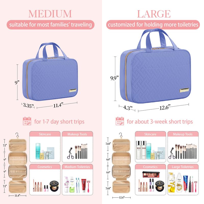 HOTOR Hanging Toiletry Bag with metal hook on a towel rack