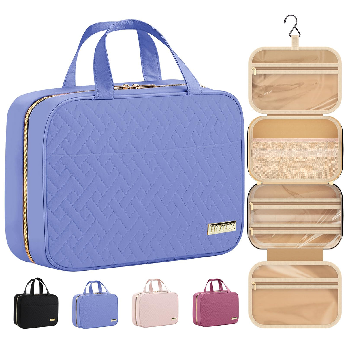 HOTOR Hanging Travel Toiletry Bag Aegean Blue front view