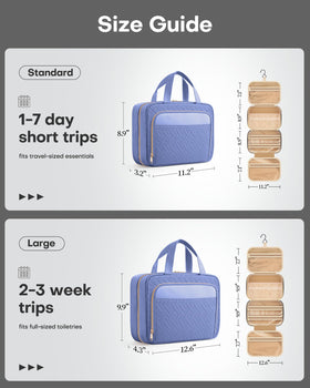 HOTOR Hanging Travel Toiletry Bag Aegean-Blue side view
