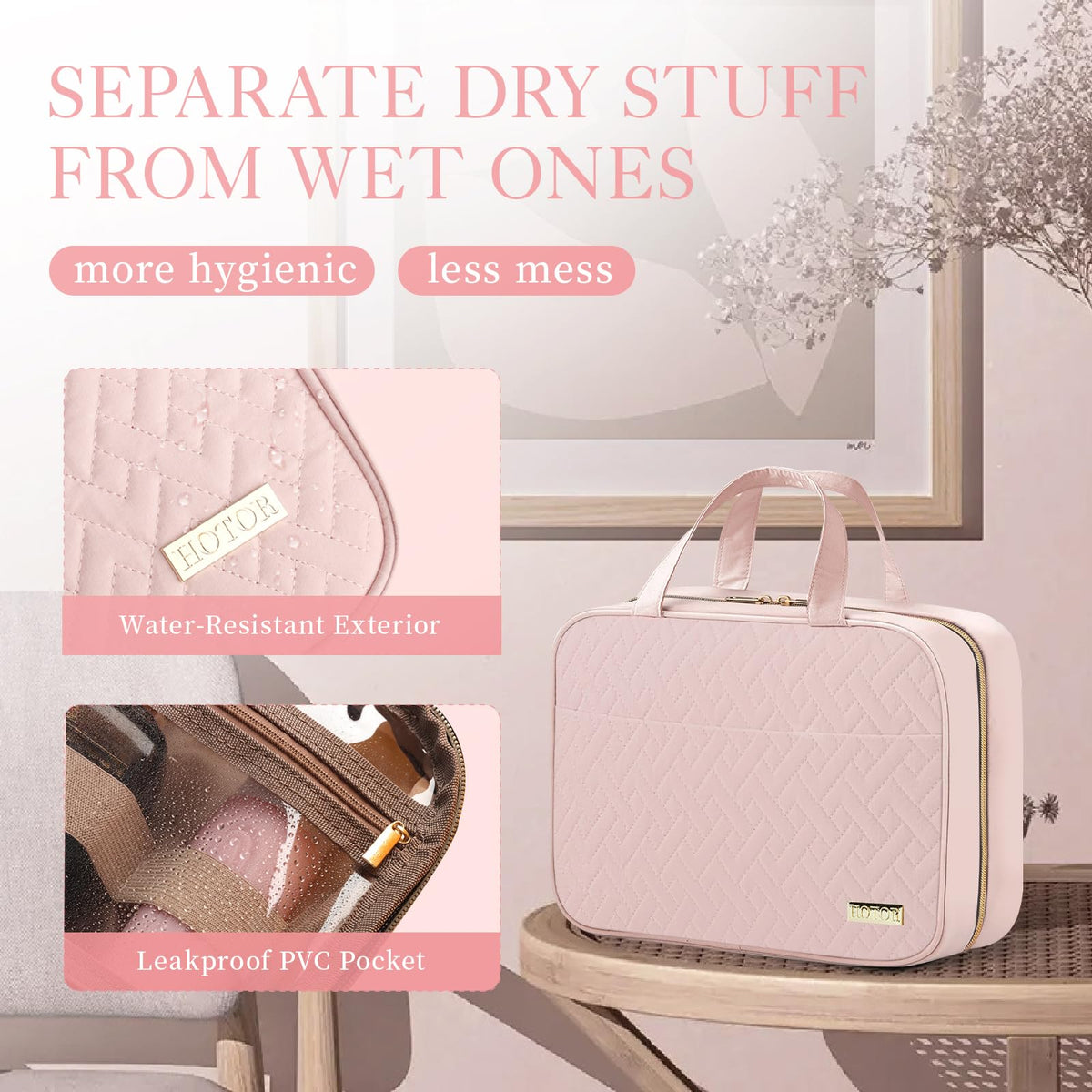 HOTOR Hanging Travel Toiletry Bag compact design closed