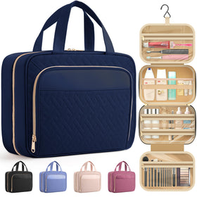 HOTOR Hanging Travel Toiletry Bag Dark Blue front view