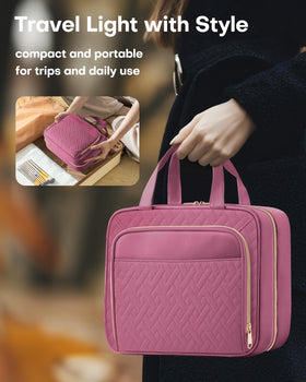 HOTOR Hanging Travel Toiletry Bag in use at a bathroom setting