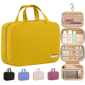 HOTOR Hanging Travel Toiletry Bag in yellow, front view