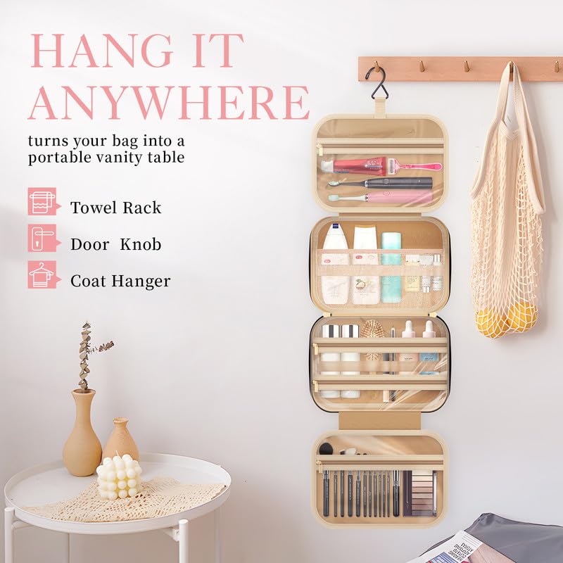 HOTOR Hanging Travel Toiletry Bag Navy Blue hanging on a hook