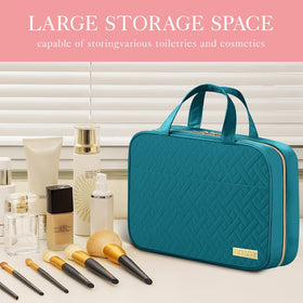 HOTOR Hanging Travel Toiletry Bag opened showing compartments