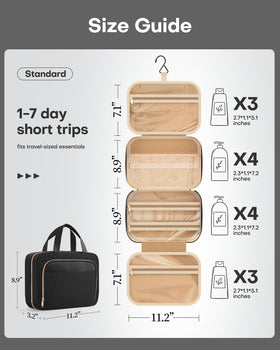 HOTOR Hanging Travel Toiletry Bag side view with zippers