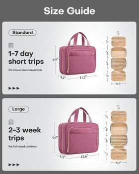 HOTOR Hanging Travel Toiletry Bag with compartments open