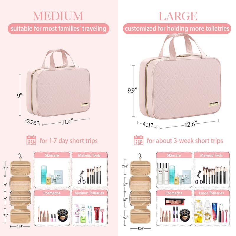 HOTOR Hanging Travel Toiletry Bag with metal hook hanging