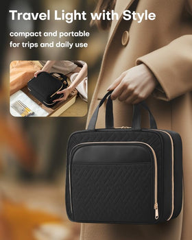 HOTOR Hanging Travel Toiletry Bag with toiletries inside