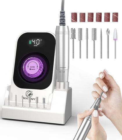 HOUSMV Portable Nail Drill front view with LCD display