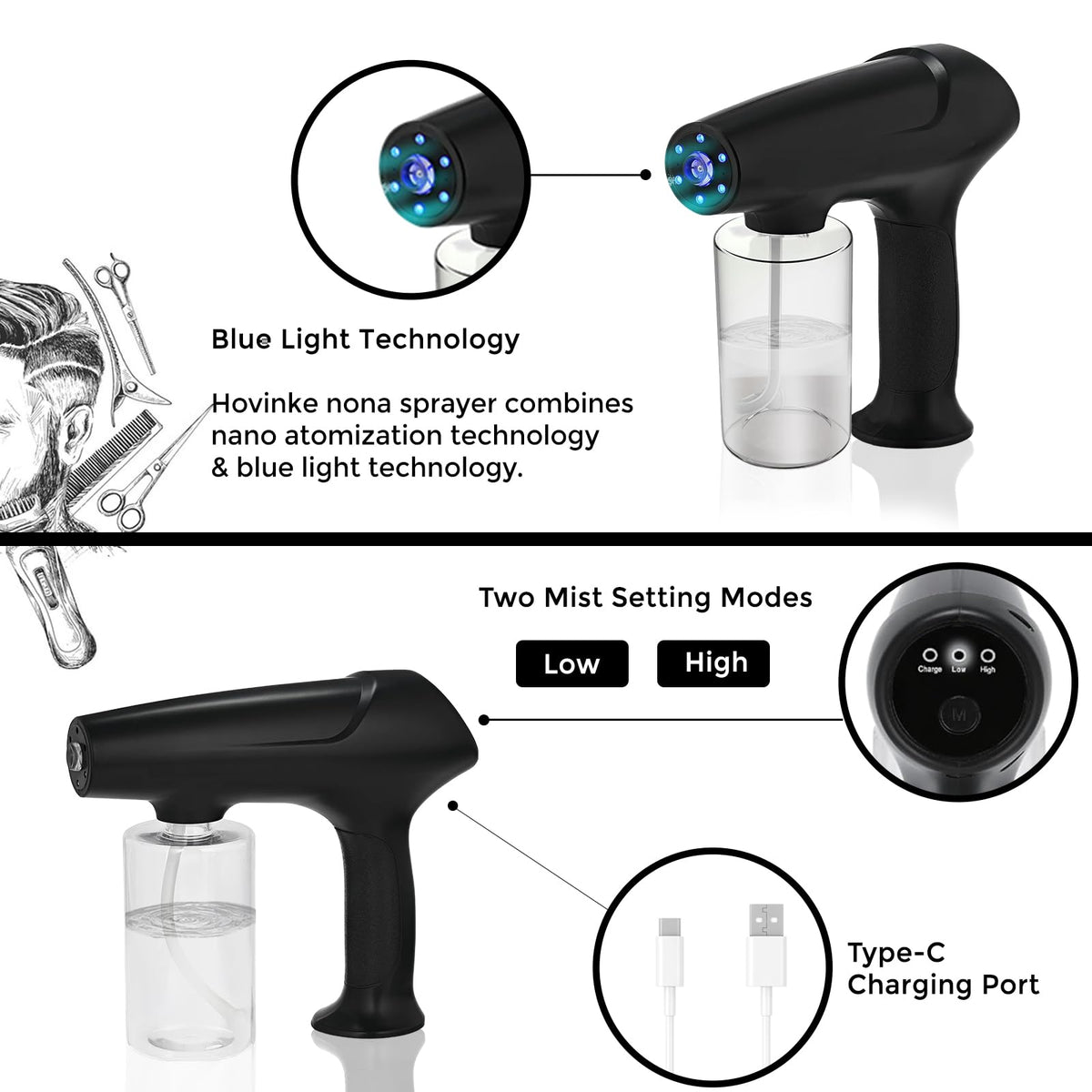 Hovinke Barber Spray Bottle portable design on a table