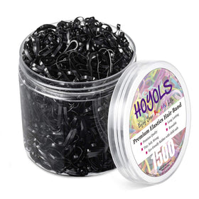 HOYOLS 1500 Pcs Black Elastic Hair Ties in re-usable container