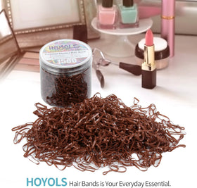 HOYOLS Brown Elastic Hair Ties displayed with other hair accessories