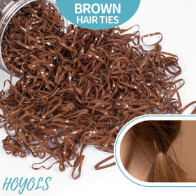 HOYOLS Brown Elastic Hair Ties on a hair styling table
