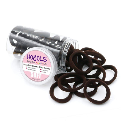 HOYOLS Brown Hair Ties 100 pcs in clear plastic container