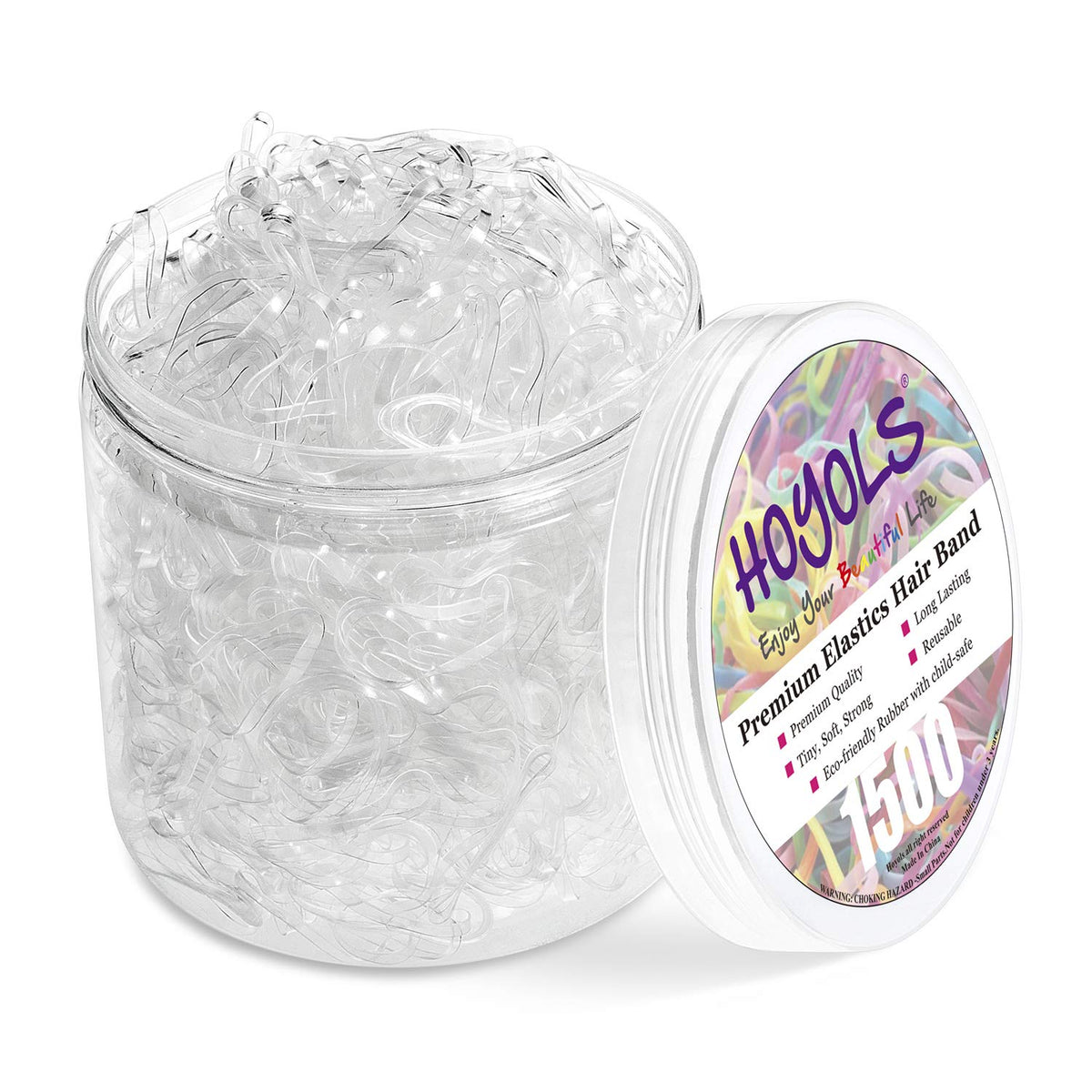 HOYOLS clear hair ties mini elastic bands in reusable container