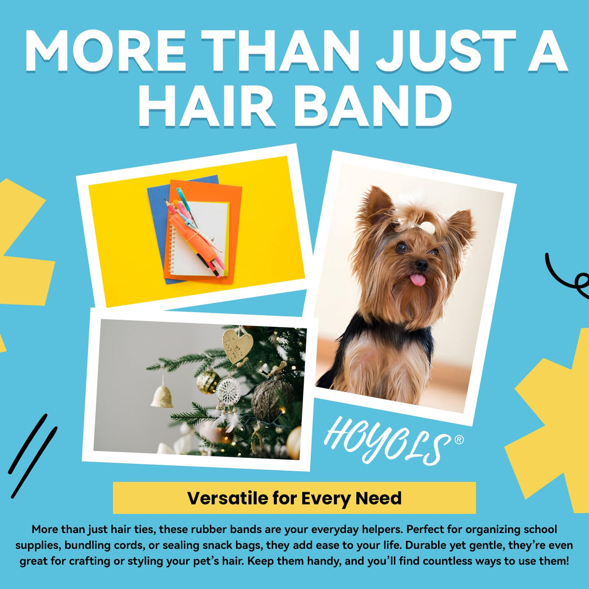 HOYOLS clear hair ties packed for travel and convenience