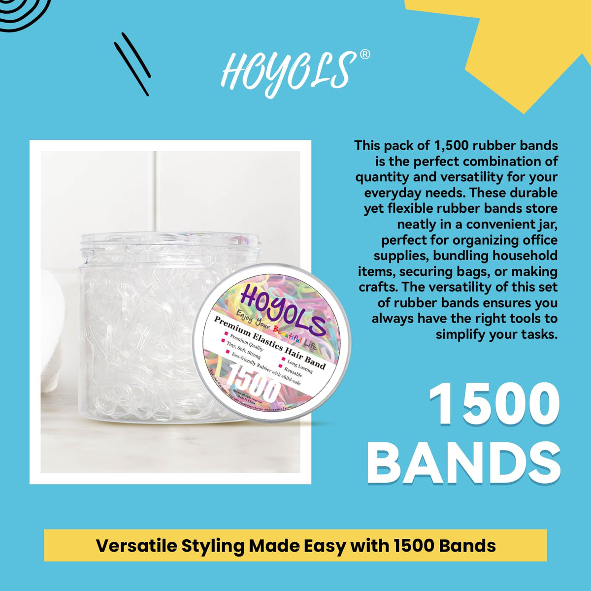 HOYOLS clear hair ties used in a stylish ponytail