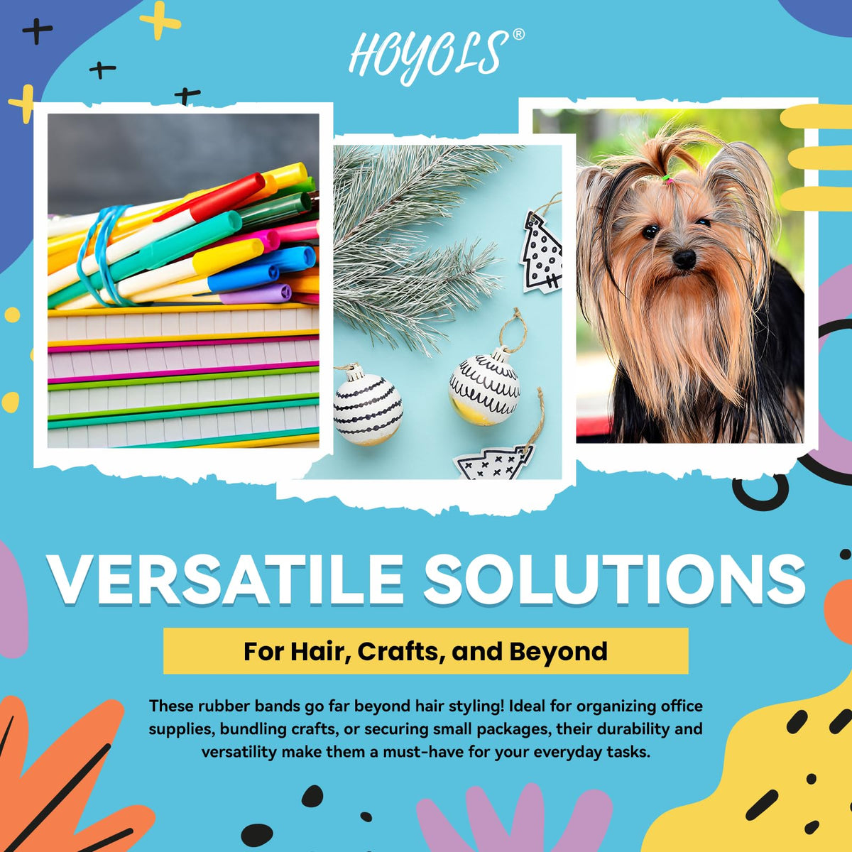 HOYOLS hair rubber bands in a stylish hair accessory setup