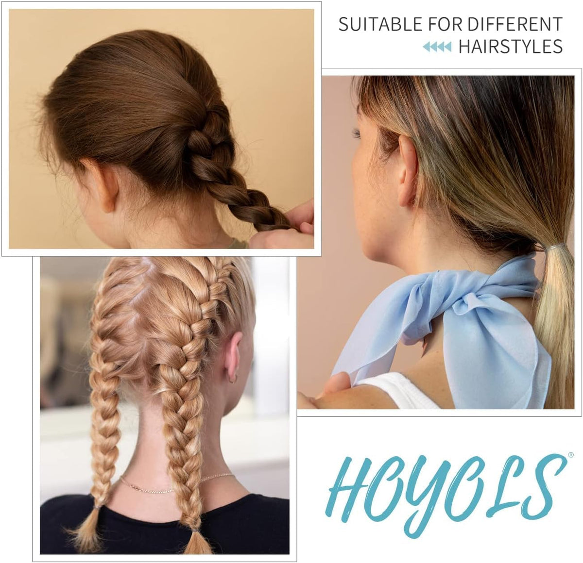 HOYOLS hair ties in use on a ponytail