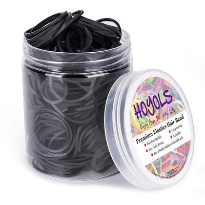 HOYOLS large black rubber bands front view, 1 1/4 inches diameter