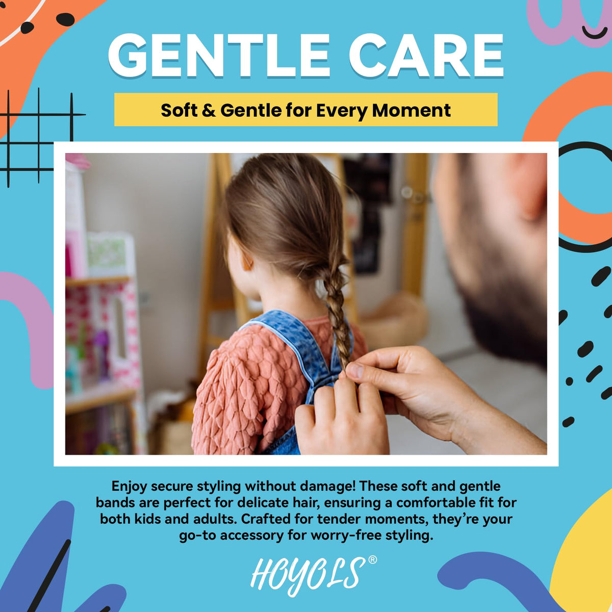 HOYOLS mini elastic hair ties showing their flexibility
