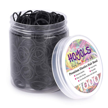 HOYOLS Small Black Rubber Bands front view in clear container